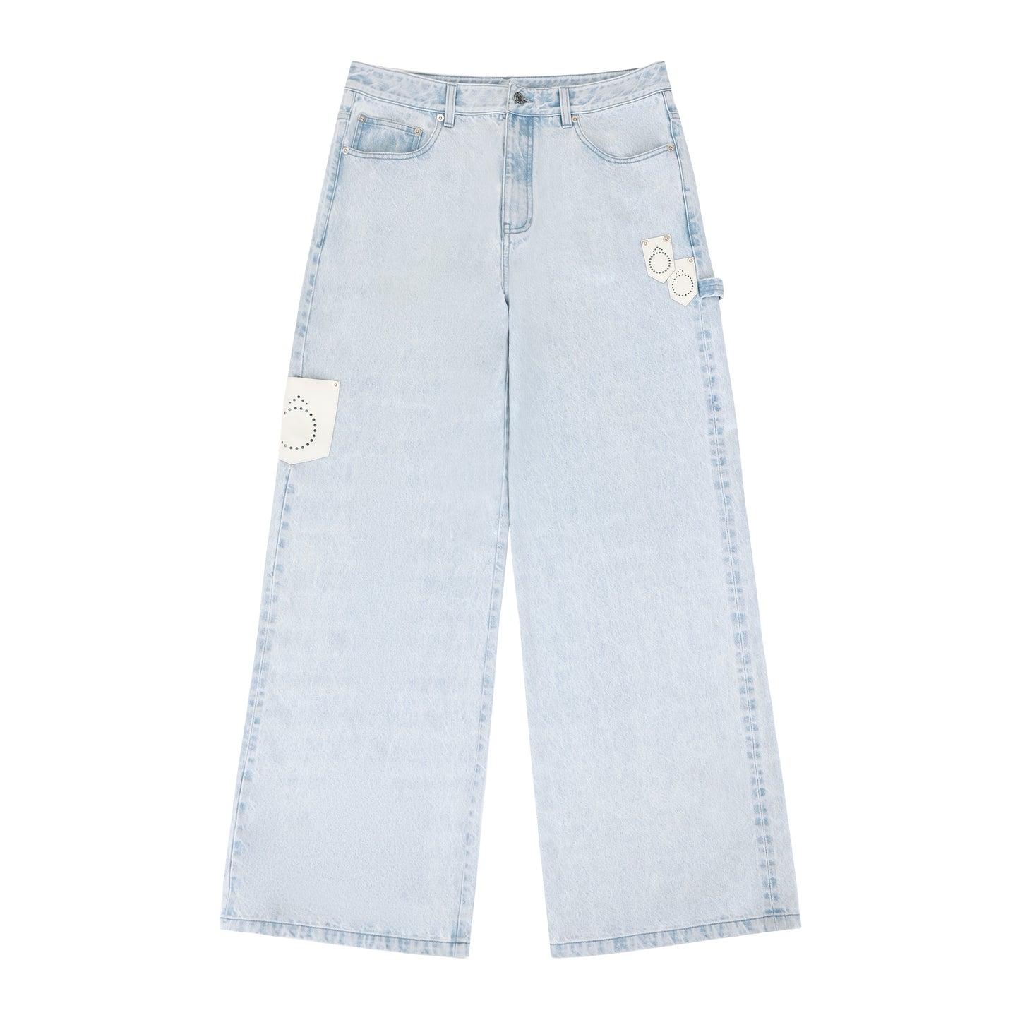 001 - Stonewashed 14.5oz Selvedge Denim & Leather Carpenter Jeans[sold out]