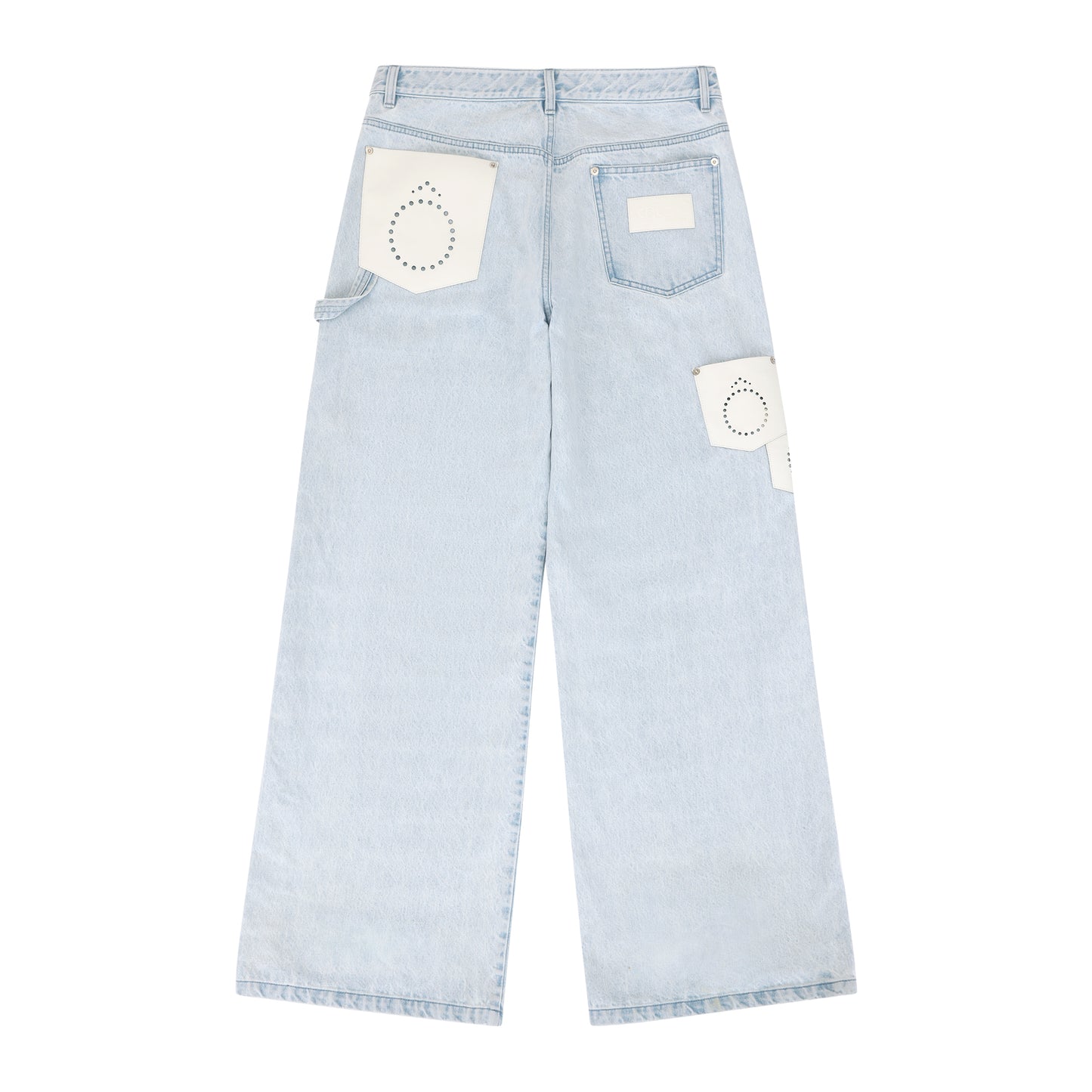 001 - Stonewashed 14.5oz Selvedge Denim & Leather Carpenter Jeans[sold out]