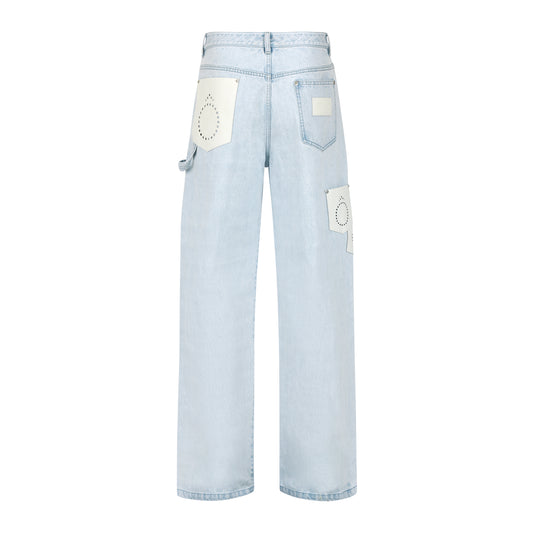 001 - Stonewashed 14.5oz Selvedge Denim & Leather Carpenter Jeans (Pre-Order Now)